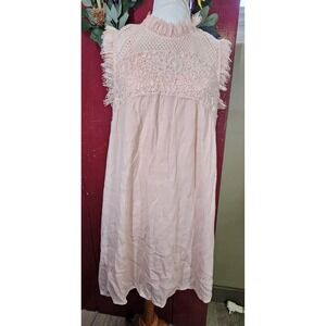 Hinge Womens lace, fringe sleeveless sheath dress with liner Size 1